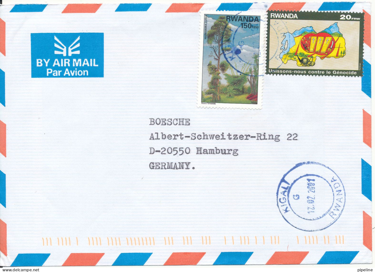 Rwanda Air Mail Cover Sent To Germany 12-2-2001 - Lettres & Documents