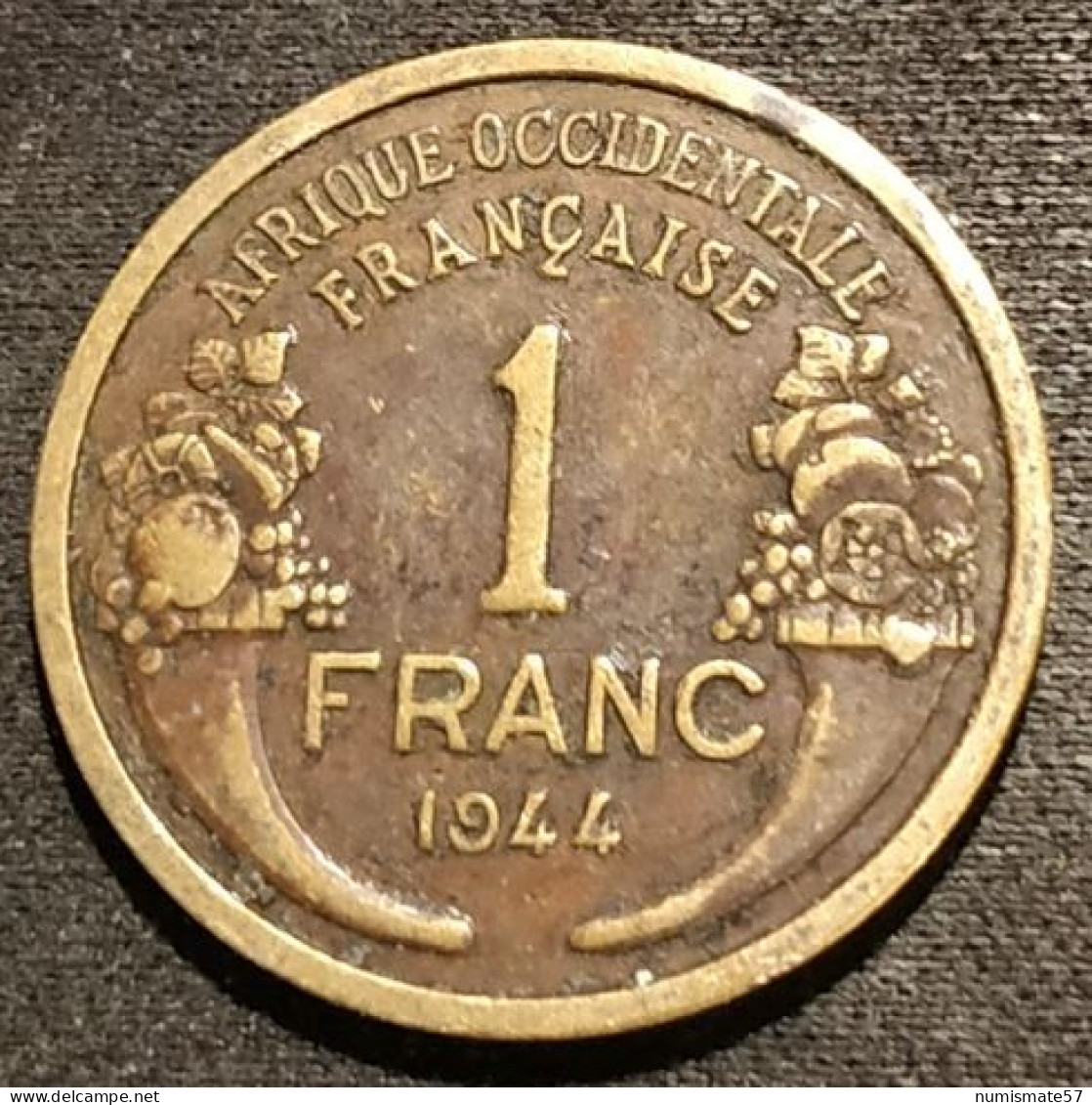 AFRIQUE OCCIDENTALE FRANÇAISE - 1 FRANC 1944 - Morlon - KM 2 - África Occidental Francesa