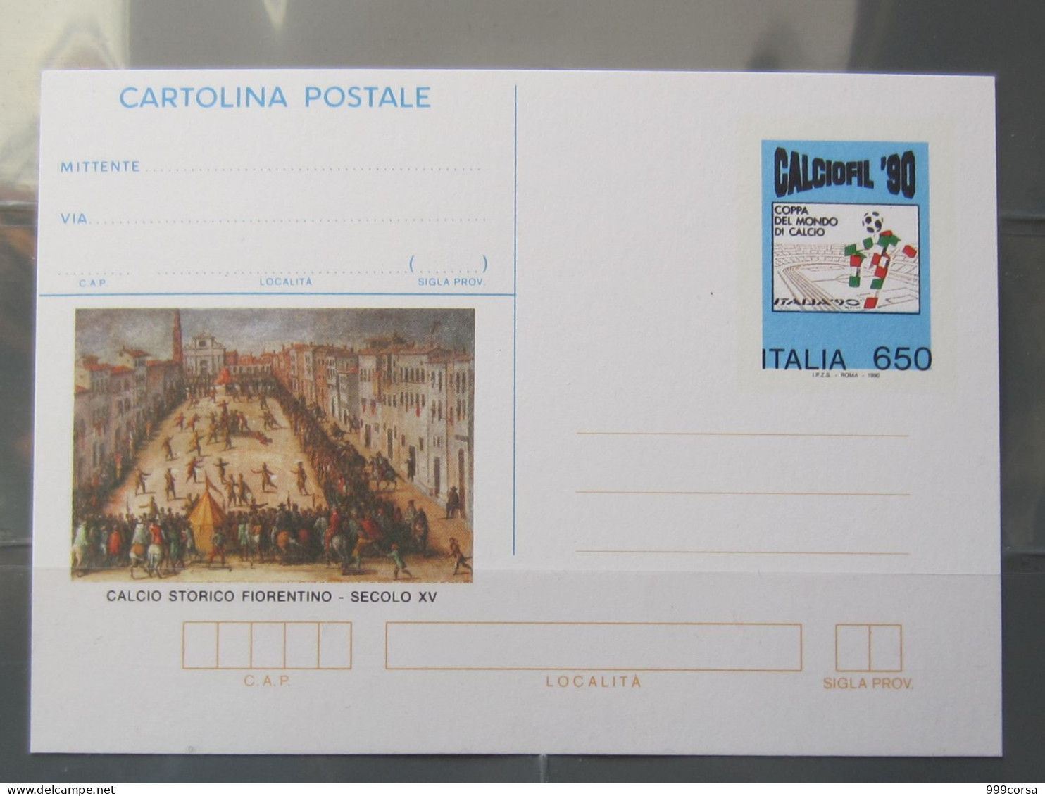 ITALIA 1990,cart.postale CalcioFil Italia '90,calcio Storico Fiorentino, - Unused Stamps