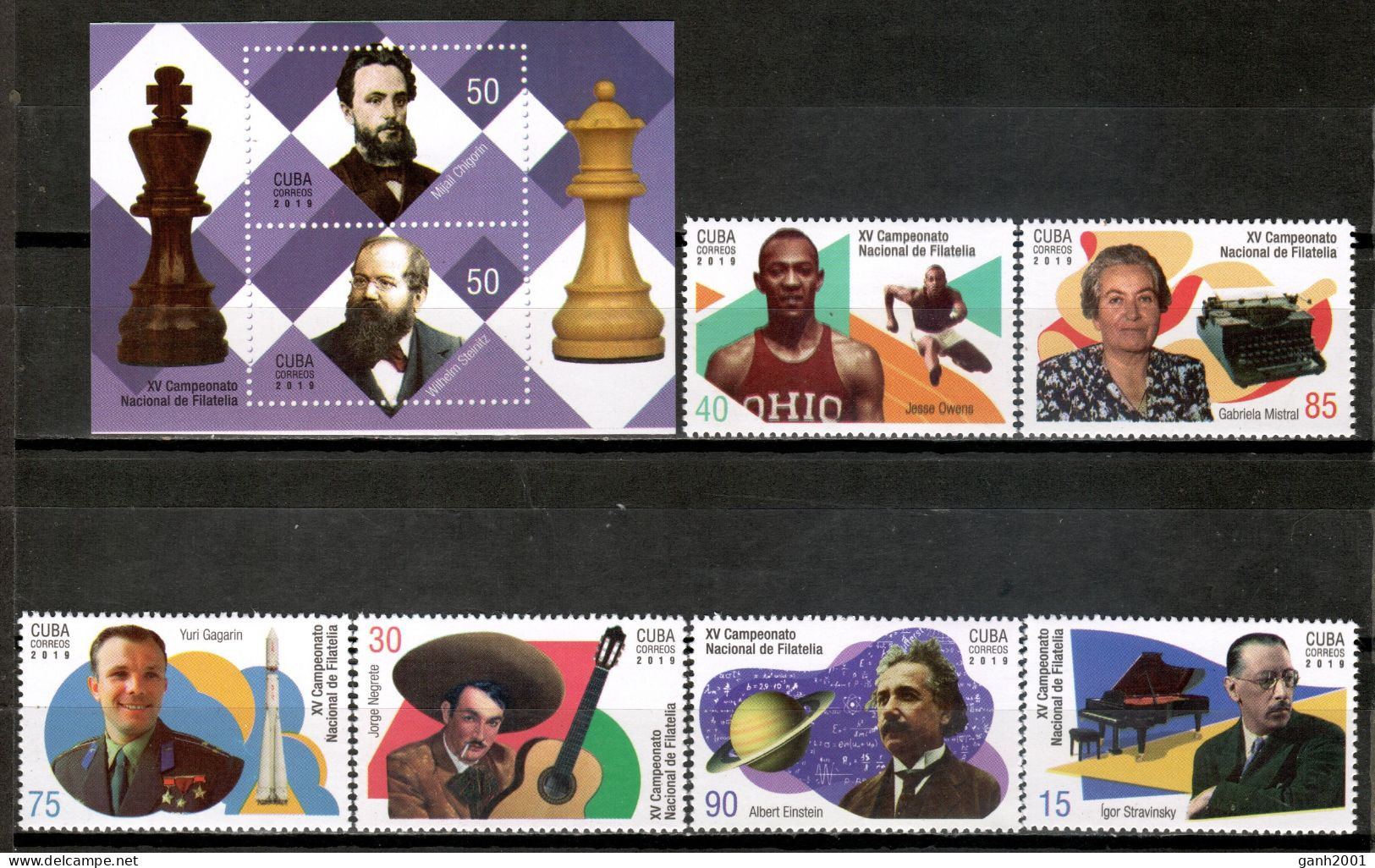 Cuba 2019 / Chess · Albert Einstein · Igor Stravinsky · Jesse Owens · Yuri Gagarin MNH Personajes / Cu18332  C1-11 - Other & Unclassified