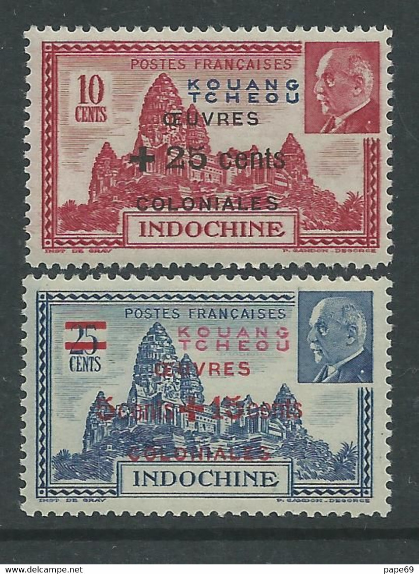 Kouang-Tchéou N° 156 / 57 XX Timbres D'Indochine  ( Pétain Oeuvres Coloniales), Les 2 Valeurs Sans Charnière, TB - Unused Stamps