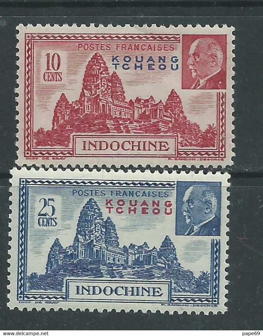 Kouang-Tchéou N° 138 / 39 XX Timbres D'Indochine ( Maréchal Pétain) Surchargés, Les 2 Valeurs Sans Charnière, TB - Unused Stamps
