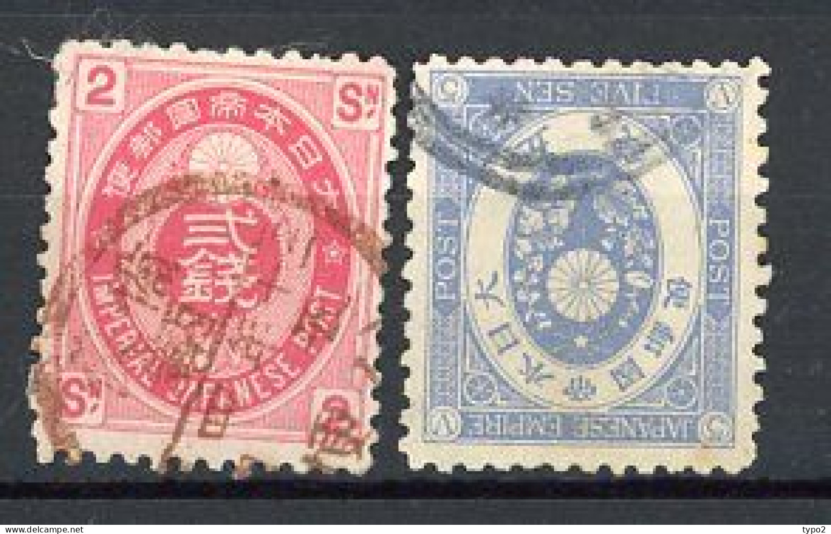 JAPON -  1879 Yv. N° 63,65  (o) 2s, 5s  Cote 1,55 Euro  BE   2 Scans - Gebruikt