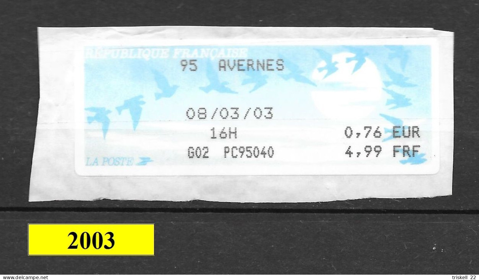 Vignette D'affranchissement Type Oiseaux - Oblitération D'Avernes 95 à 0,76€ - 1988 « Comète »