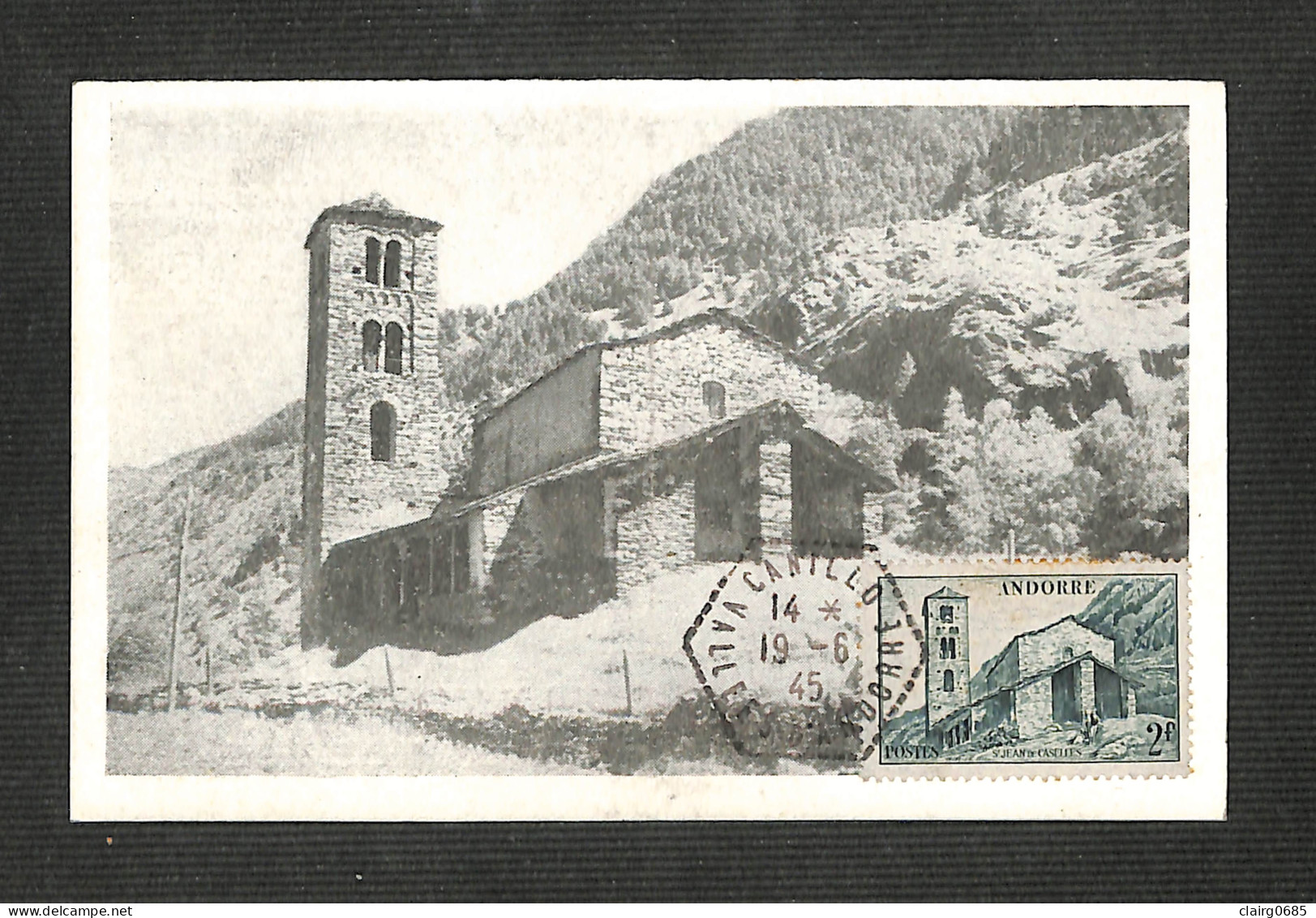 VALLÉES D'ANDORRE - Carte MAXIMUM 1945 - St Jean De Casselles - Cartes-Maximum (CM)