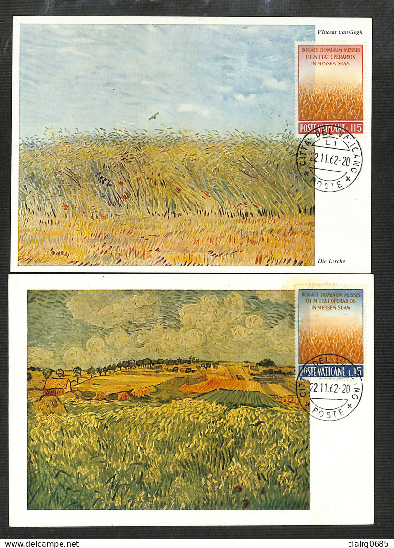 VATICAN - POSTE VATICANE - 2 Cartes MAXIMUM 1962 - Vincent Van Gogh - La Pianura Presso - Die Lerche - Cartas Máxima