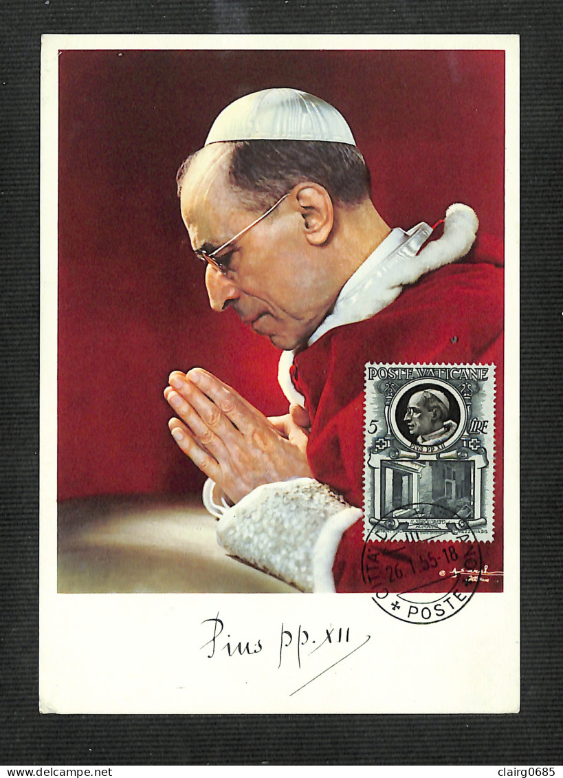 VATICAN - POSTE VATICANE - Carte MAXIMUM 1955 - PIE XII - Cartes-Maximum (CM)