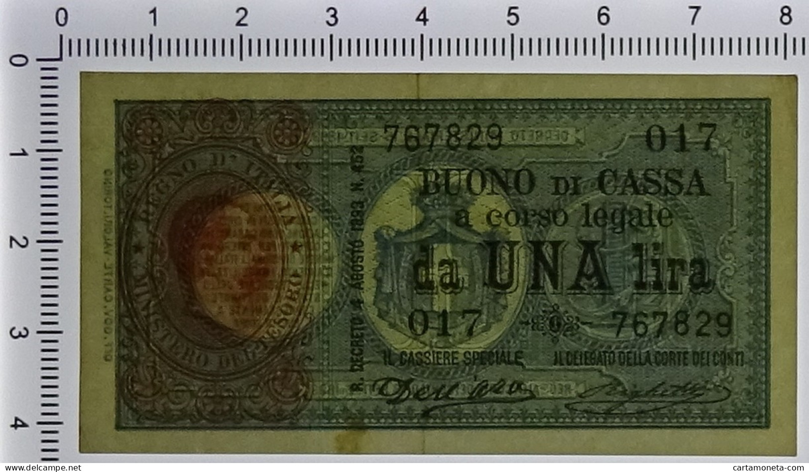 1 LIRA BUONO DI CASSA EFFIGE UMBERTO I 15/09/1893 SPL/SPL+ - Regno D'Italia – Other