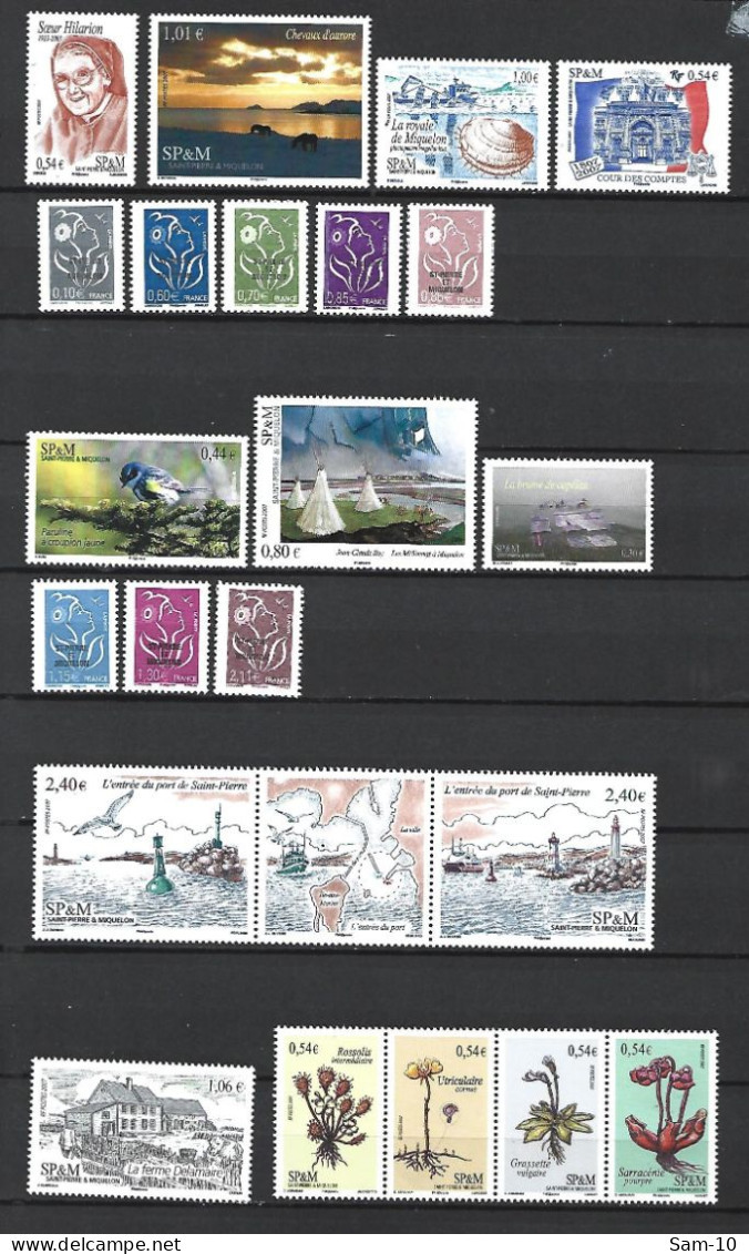 Timbre St Pierre Et Miquelon Neuf ** N 882 / 910 Année 2007  Vendu Au Prix De La Poste - Unused Stamps