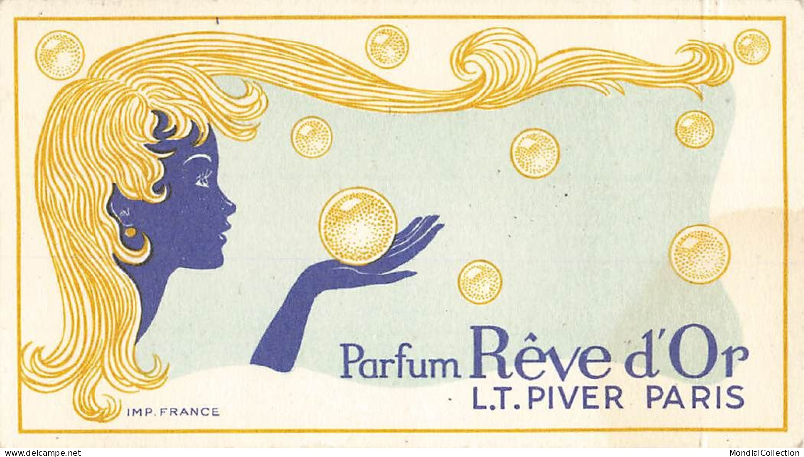 MIKI-AP8-085 CARTE PARFUMEE PIVER PARIS PARFUM REVE D OR FEMME ART NOUVEAU PUBLICITE - Profumeria Antica (fino Al 1960)