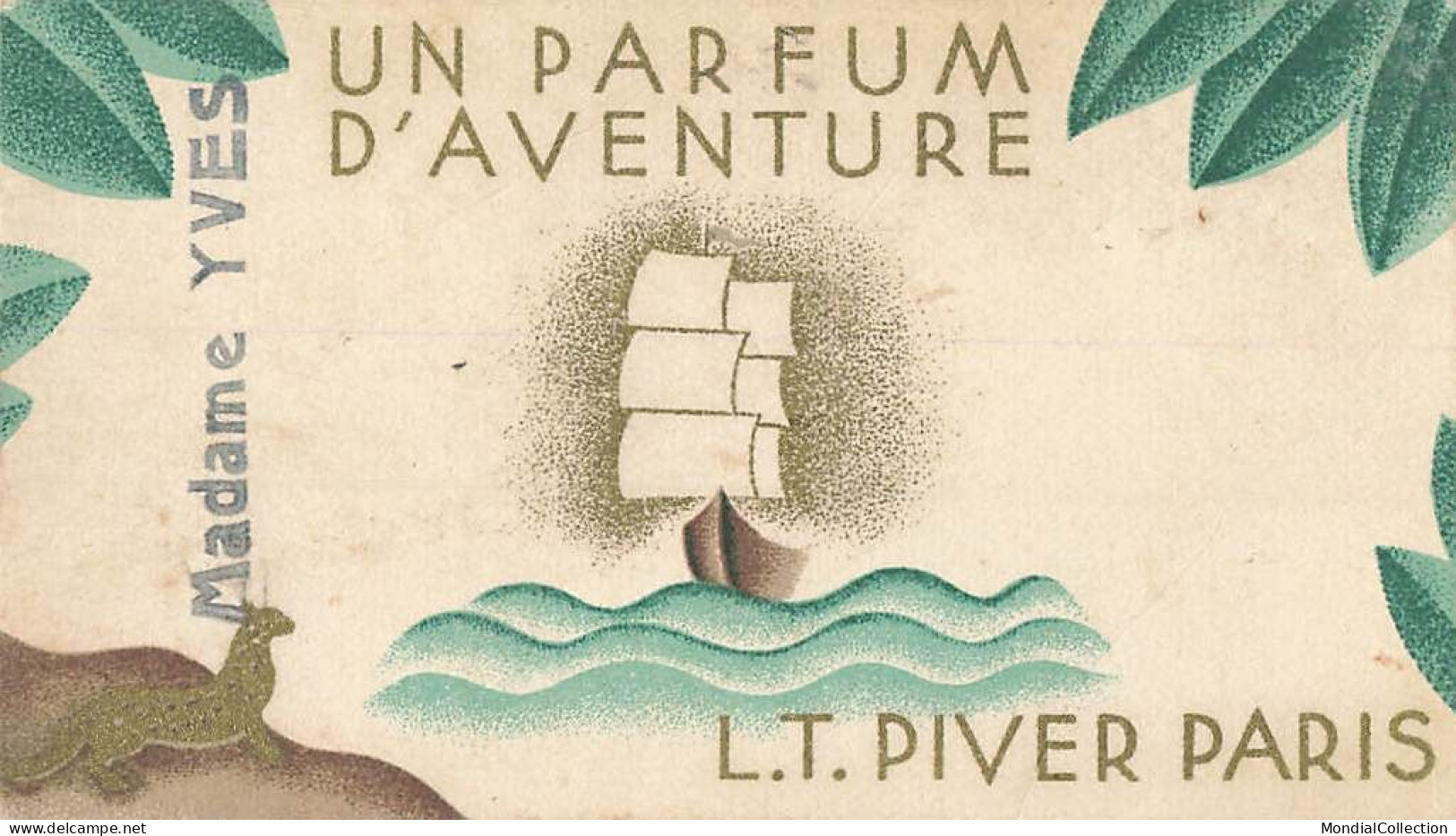 MIKI-AP8-087 CARTE PARFUMEE PIVER PARIS PARFUM REVE D OR VOILIER PUBLICITE CALENDRIER - Vintage (until 1960)