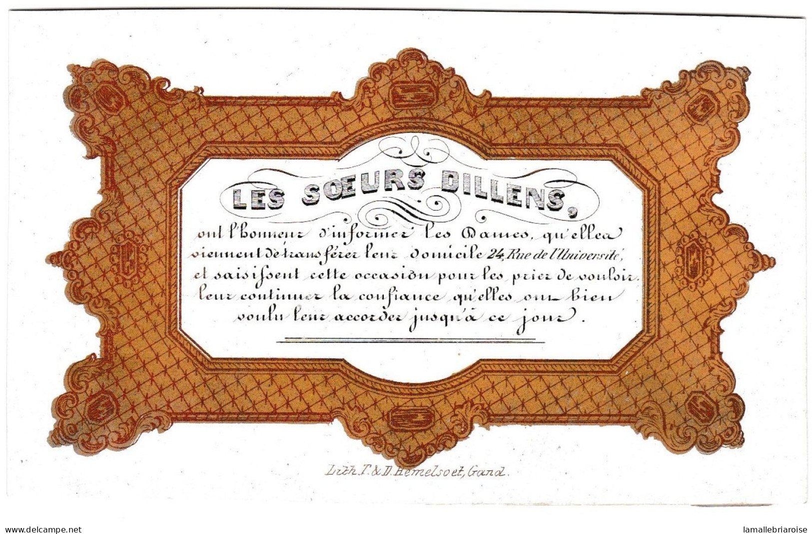 Belgique "Carte Porcelaine" Porseleinkaart ,Les Soeurs Dillens, Gand, Dim 114x71mm - Cartes Porcelaine