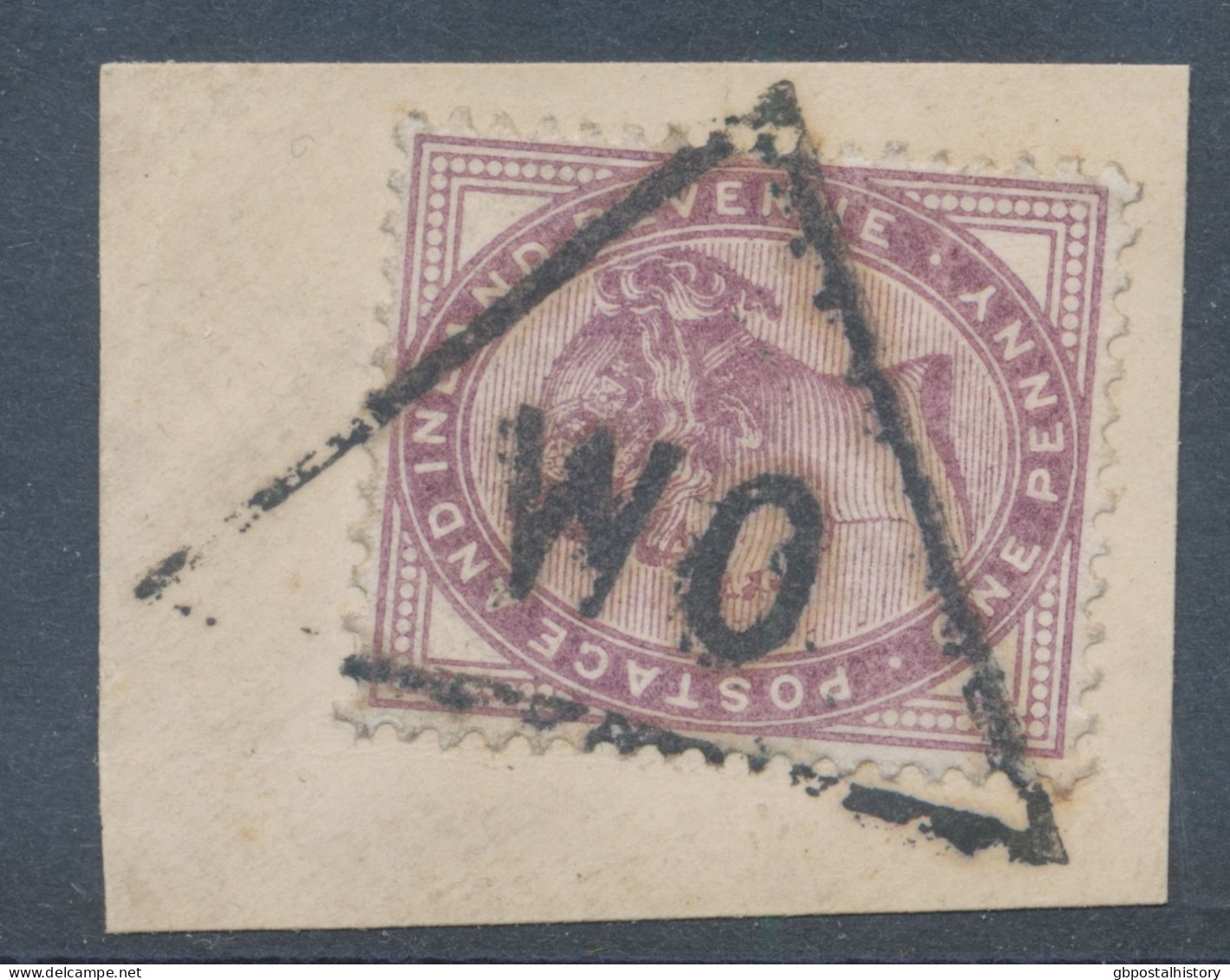 GB TRIANGULAR POSTMARK „WO“ On QV 1d Lilac Super Used Piece, Triangulars On QV (from 1895-1901) Are Scarce - Usati