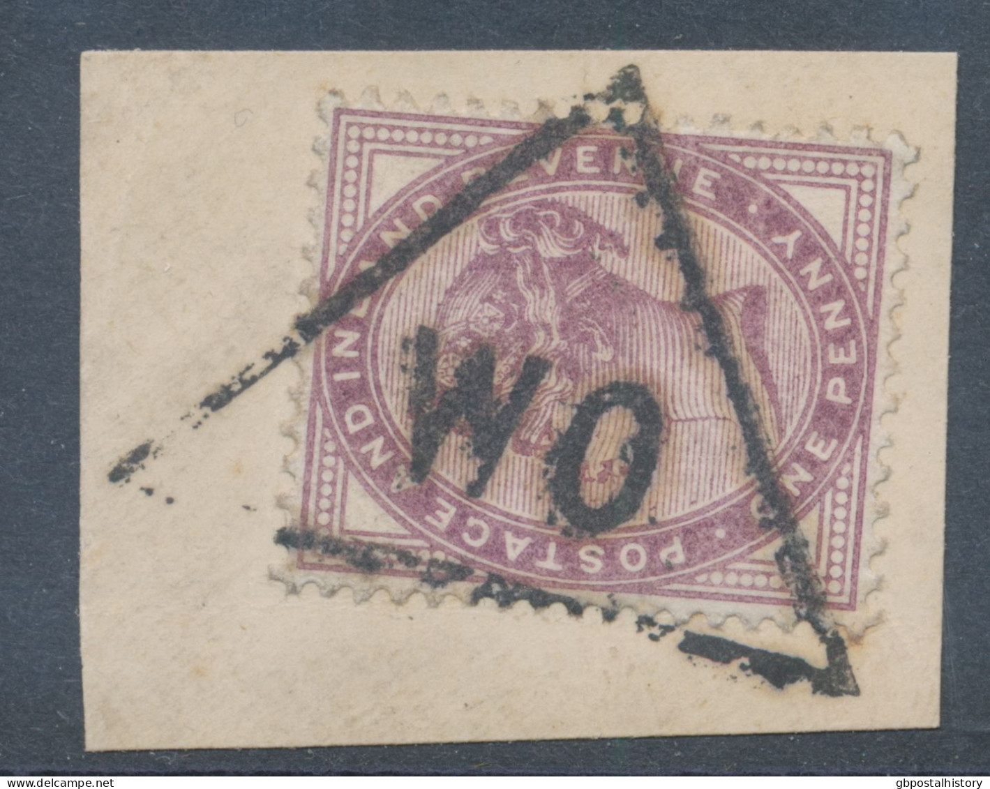 GB TRIANGULAR POSTMARK „WO“ On QV 1d Lilac Super Used Piece, Triangulars On QV (from 1895-1901) Are Scarce - Usados