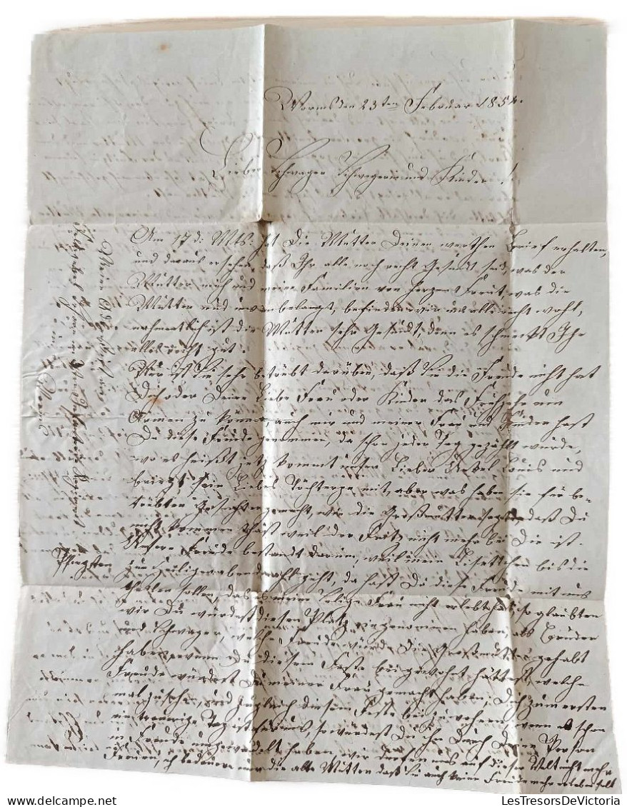 U.S. - Bremen Postal Treaties - Folded Letter: Worms, Hesse To Pottsville, Pennsylvania, 23 February 1854 - …-1845 Préphilatélie