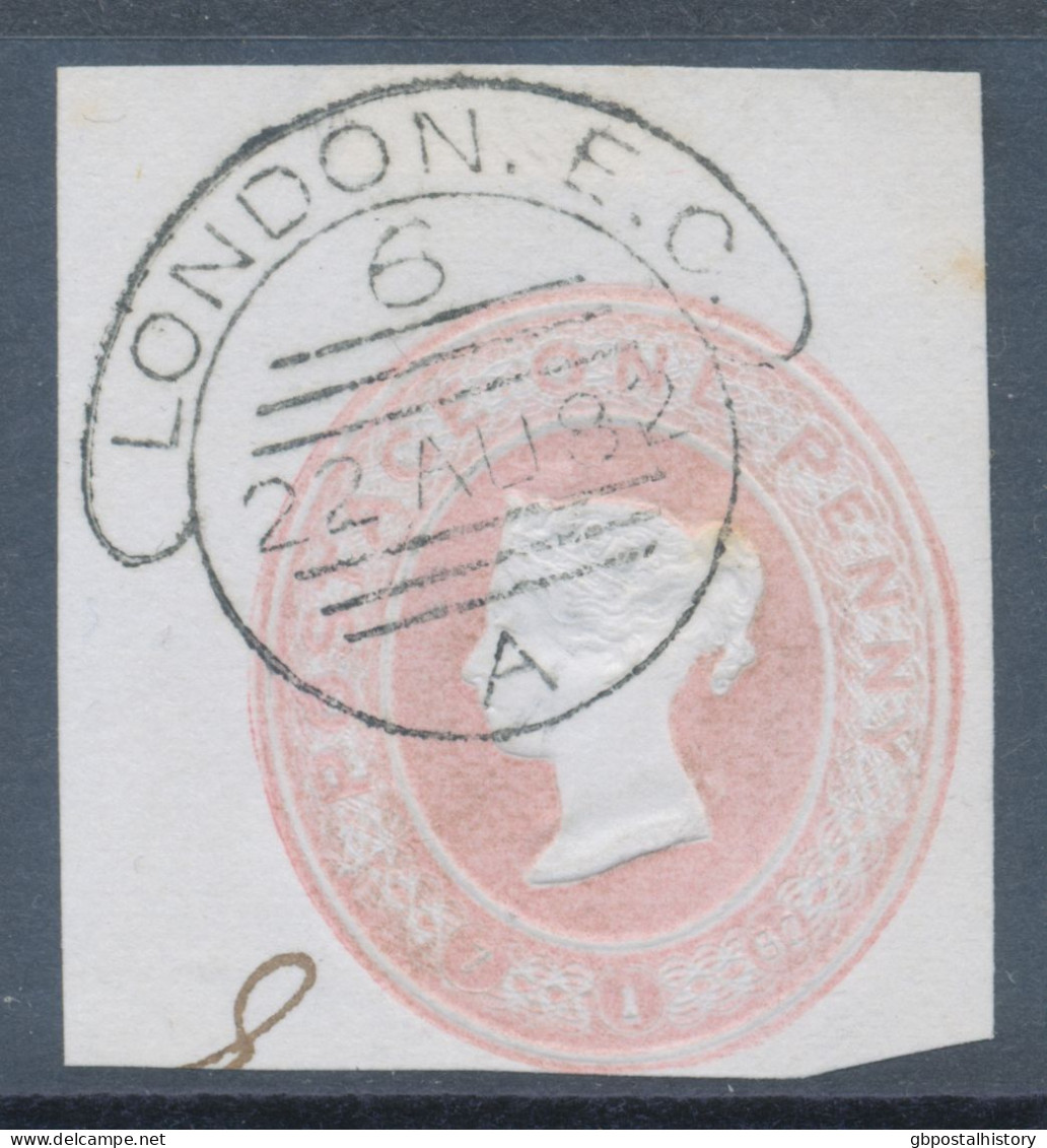 GB HOODED CIRCLES POSTMARK Extremely Rare „LONDON.E.C.“ Hooded Circle Postmark On Superb QV 1d Pink Cut Out Dated 7.1.82 - Used Stamps