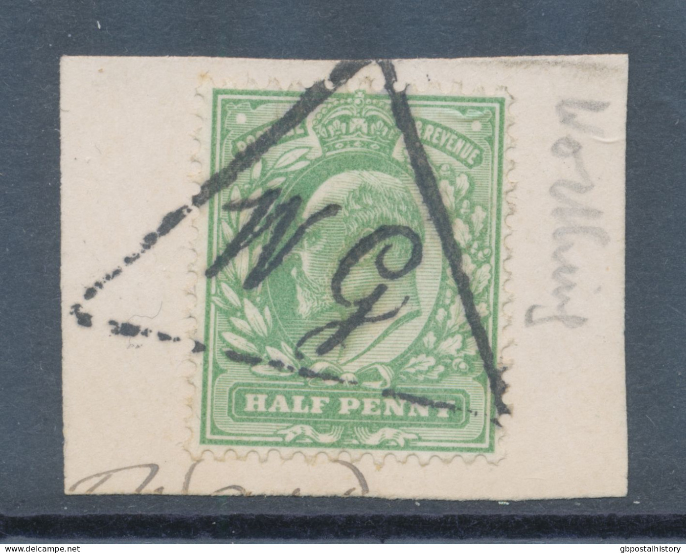 GB TRIANGULAR POSTMARK „WG“ (Worthing) On EVII ½d Superb Used Piece, Triangulars In Script Characters Are Very Scarce - Used Stamps