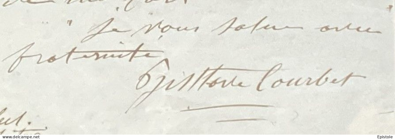 Gustave COURBET – Lettre Autographe Signée – Son Ami Promayet - Peintres & Sculpteurs