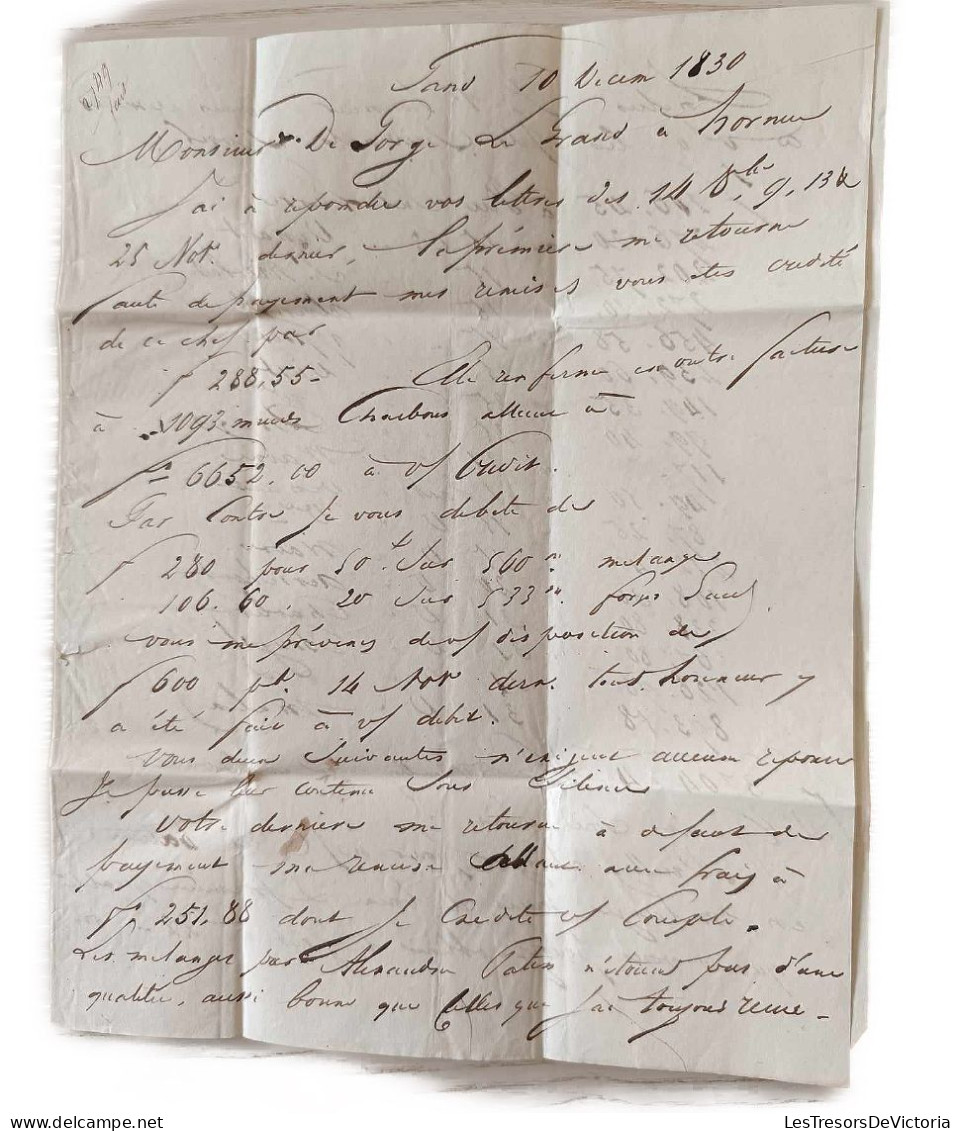 Domestic Mail - Kingdom Of Belgium 1830-1845 - Letter Miled On December 10th, 1830 From Gent To Hornu - 1830-1849 (Belgique Indépendante)