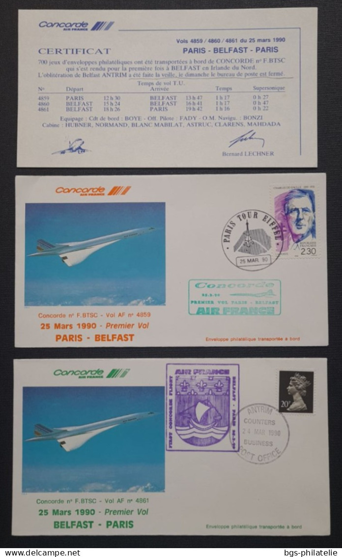 Concorde,  Vols PARIS- BELFAST- PARIS  Du 25 Mars 1990. - Concorde