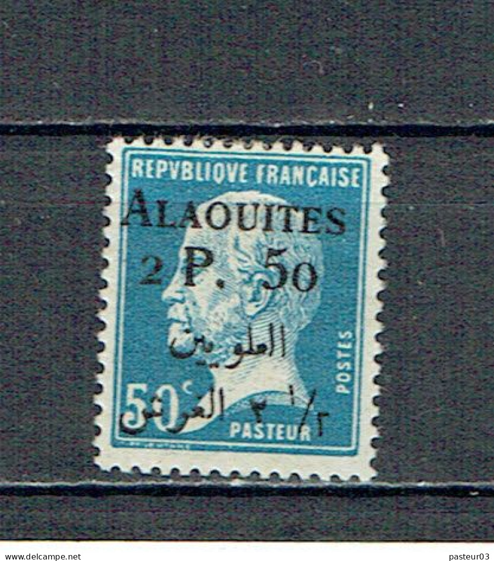 20 Alaouites Pasteur 50 C. Bleu Variété Charnière (1) - Ungebraucht