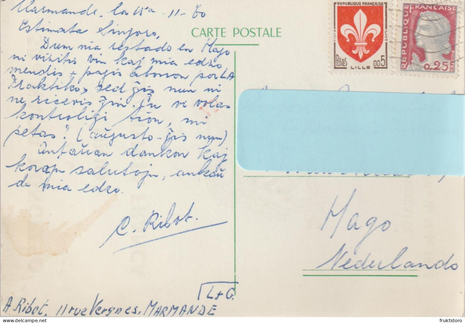 AKEO 128 Card About 50th French Esperanto Conference In Bordeaux 1958 - Franca Esperanto-Kongreso André Ribot - Esperanto