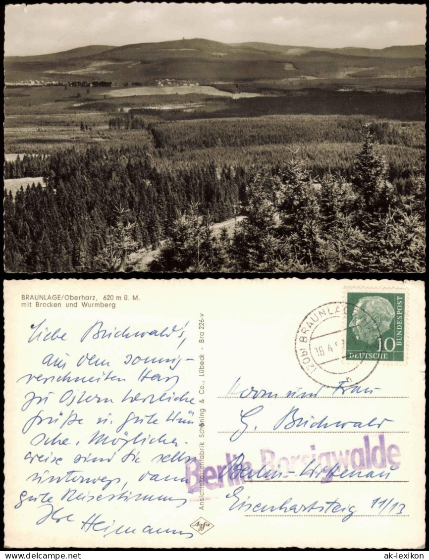 Ansichtskarte Braunlage Panorama-Ansicht Mit Brocken Und Wurmberg 1959 - Braunlage