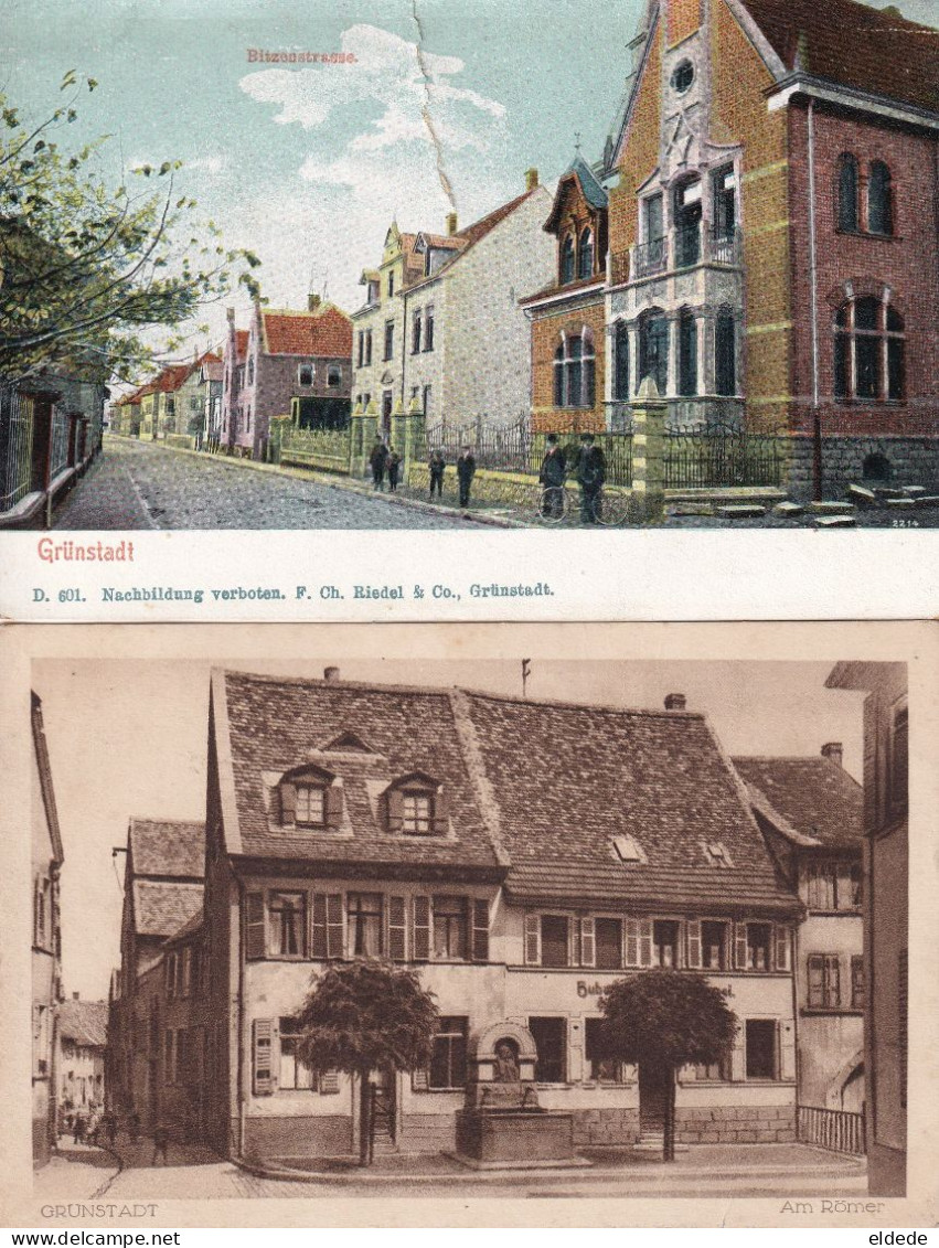 2 Cards Grunstadt Am Romer And Bitzenstrasse - Grünstadt