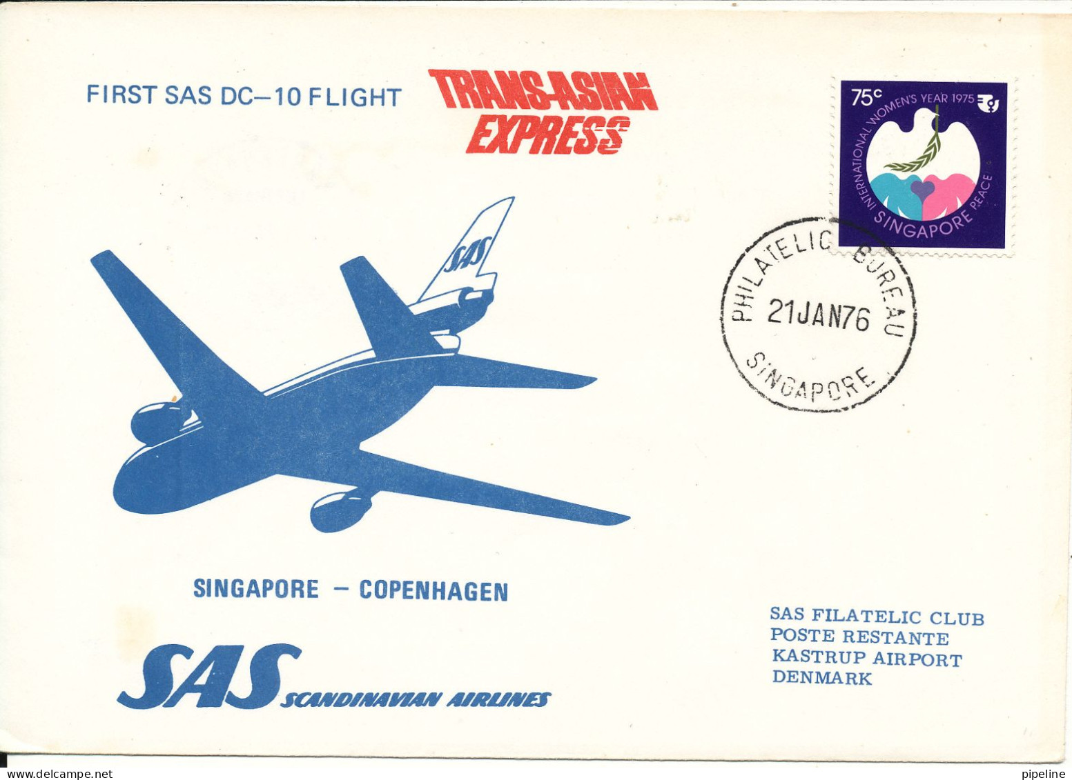 Singapore First SAS Flight DC-10 Singapore - Copenhagen 21-1-1976 - Irán