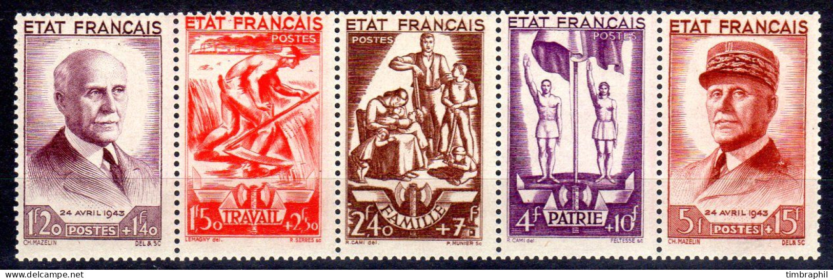 N° 580A (Bande Pétain) Neufs** LUXE: COTE= 155 € - 1941-42 Pétain