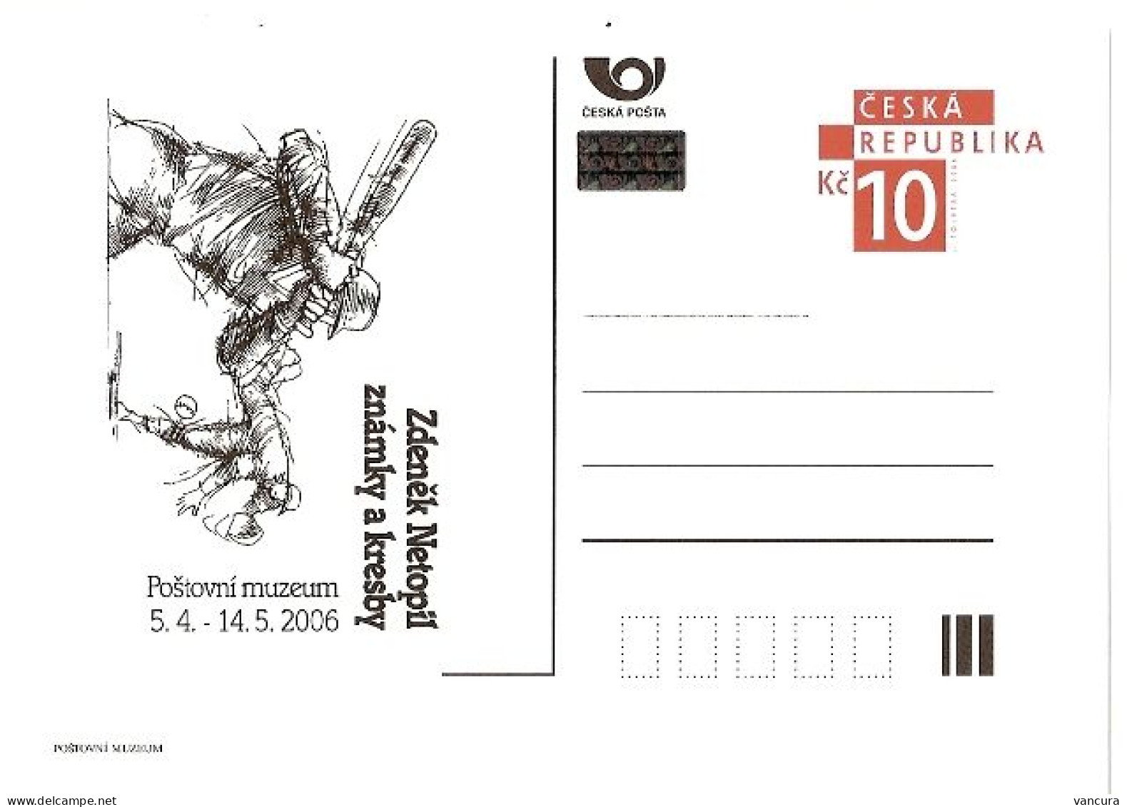 CDV PM 50 Czech Republic Z. Netopil Exhibition In The Postal Museum 2006 Baseball - Cartes Postales