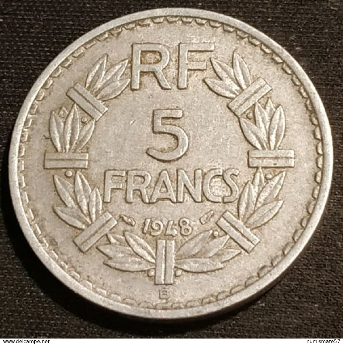 RARE - FRANCE - 5 FRANCS 1948 B - Lavrillier - Aluminium - Gad 766 - KM 888b - 5 Francs