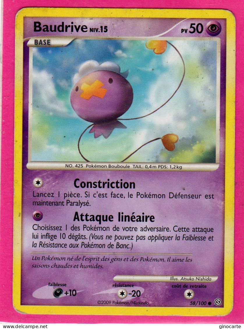 Carte Pokemon 2009 Diamant Et Perle Tempete 58/100 Baudrive 50pv Occasion - Diamond & Pearl 