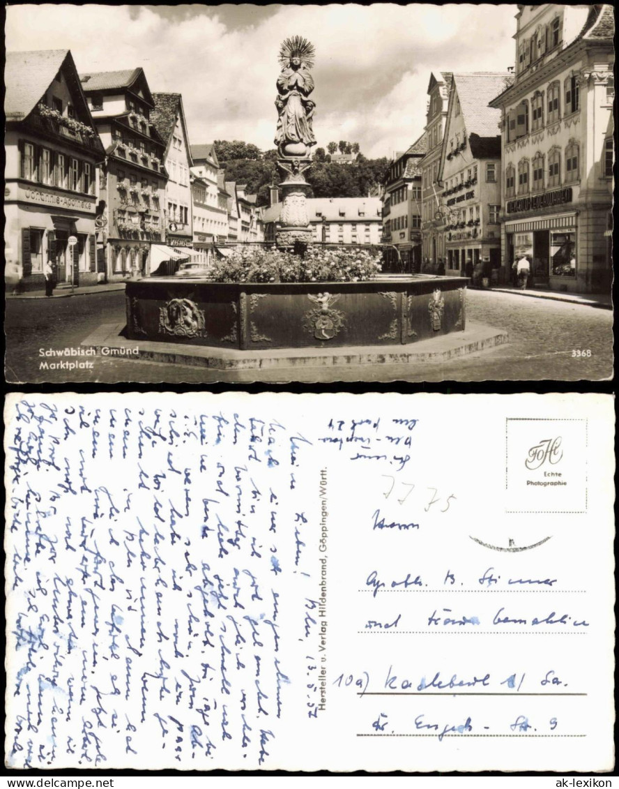 Ansichtskarte Schwäbisch Gmünd Marktplatz, Brunnen, Apotheke Uvm. 1957 - Schwäbisch Gmünd