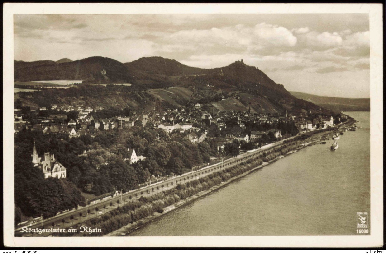 Ansichtskarte Königswinter Fliegeraufnahme, Rhein Partie 1948/1940 - Koenigswinter