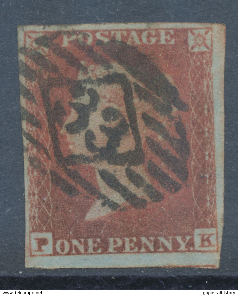 GB QV LE 1d Dark Redbrown Superb Used Four Margins Plate 37 (PK) Cancelled By LONDON Numeral „33“ (Inland Office 33A), - Usados