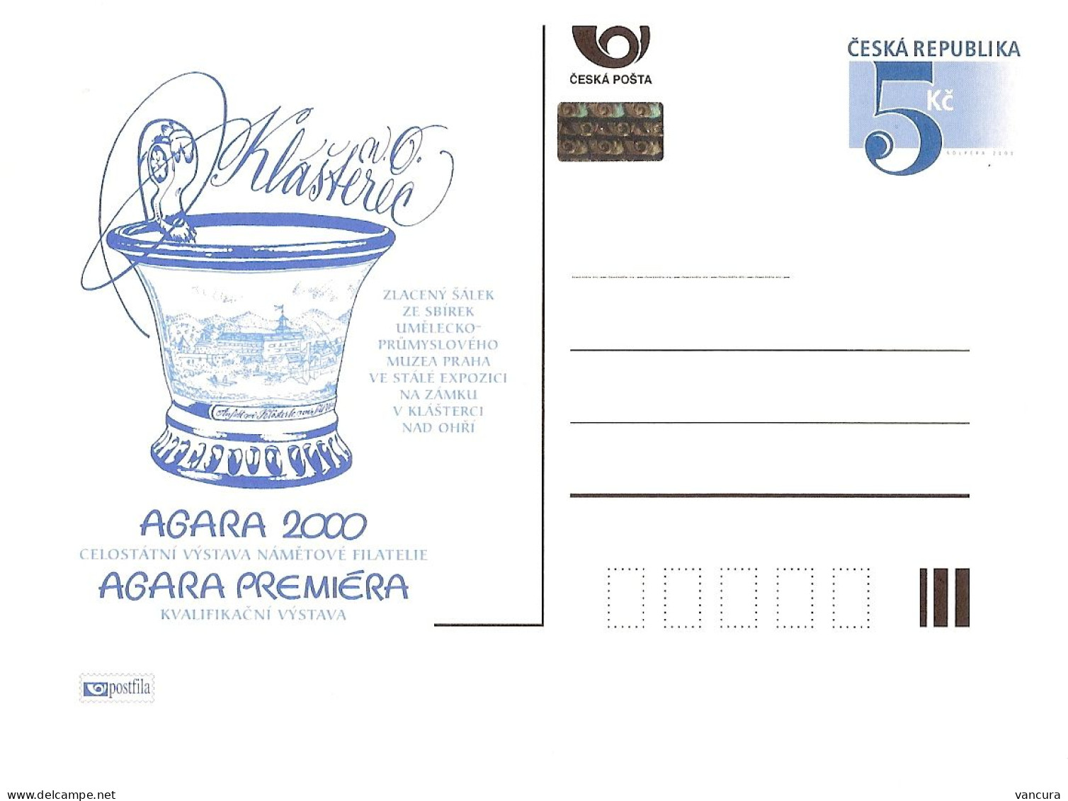 CDV A 59 Czech Republic Agara Stamp Exhibition 2000 Klösterle An Der Eger Porcelain - Cartes Postales