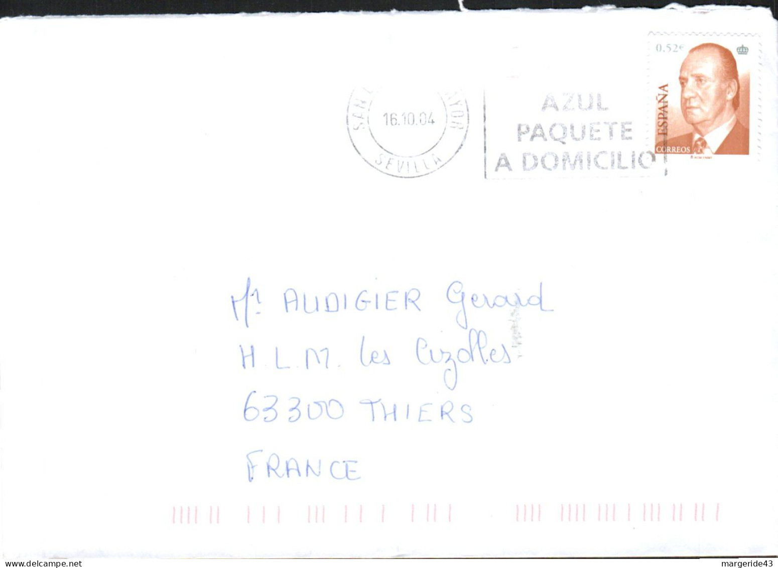 ESPAGNE SEUL SUR LETTRE POUR LA FRANCE 2004 - Lettres & Documents