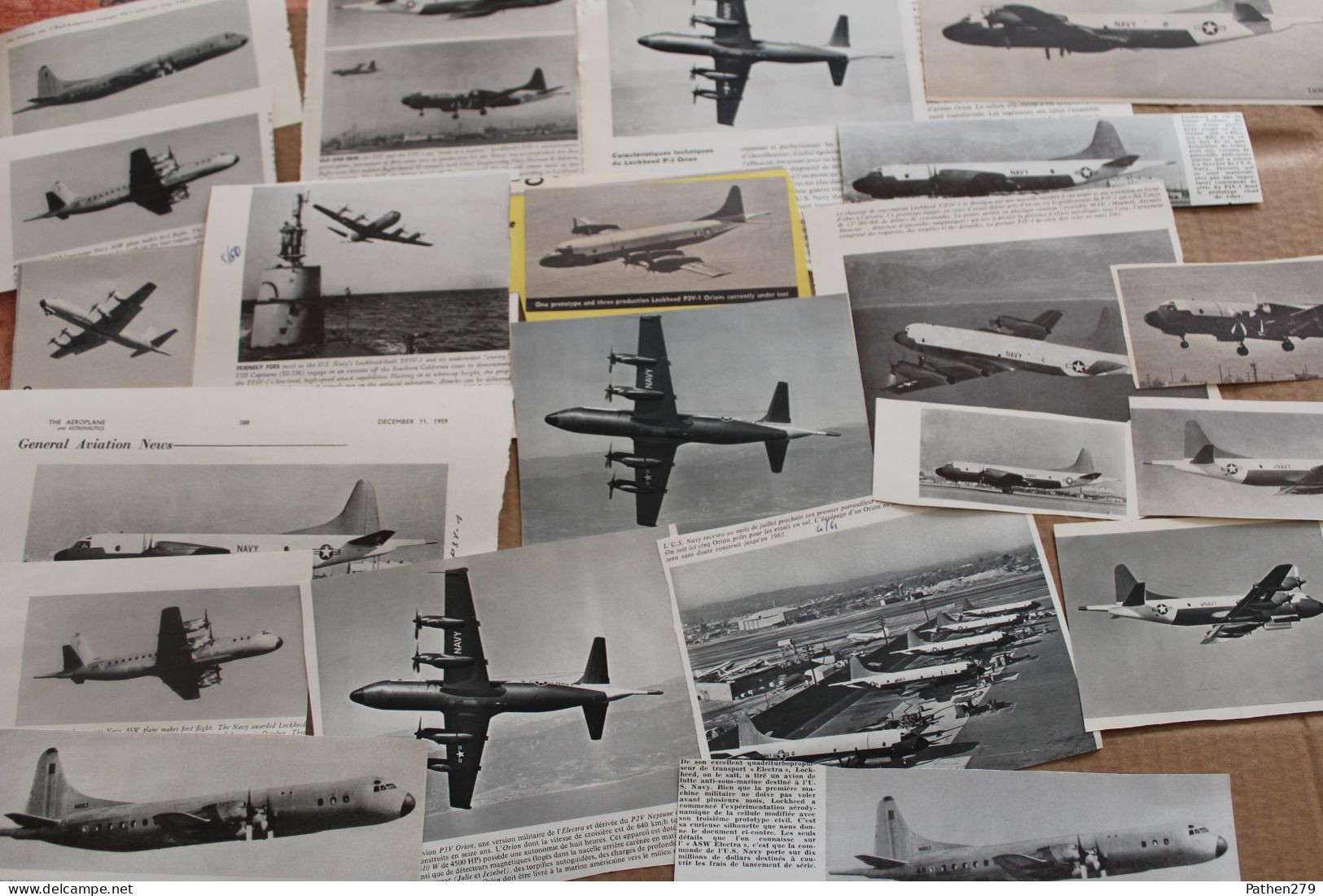 Lot De 92g D'anciennes Coupures De Presse De L'aéronef Américain Lockheed P3V-1 (P-3A Orion) - Luchtvaart