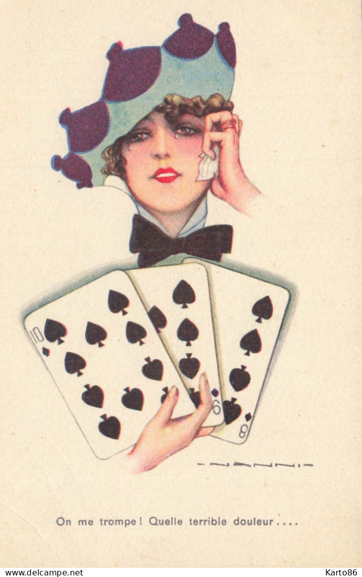 NANNI * Série Complète 6 CPA Illustrateur Nanni Italia * Jeu De Cartes , Carte Cards * Femmes Mode Chapeau Jeux Game - Nanni