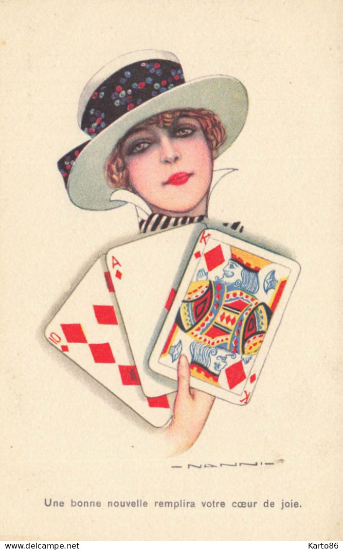 NANNI * Série Complète 6 CPA Illustrateur Nanni Italia * Jeu De Cartes , Carte Cards * Femmes Mode Chapeau Jeux Game - Nanni