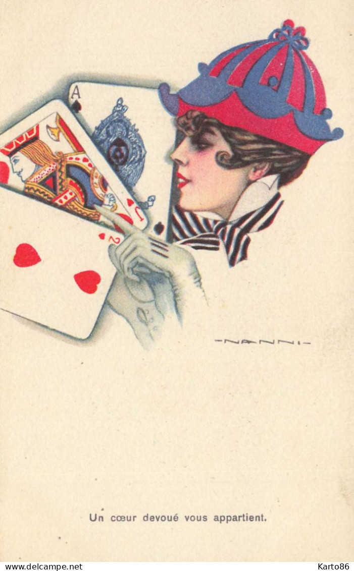 NANNI * Série Complète 6 CPA Illustrateur Nanni Italia * Jeu De Cartes , Carte Cards * Femmes Mode Chapeau Jeux Game - Nanni