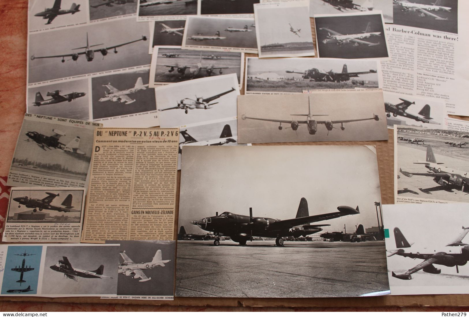 Lot De 228g D'anciennes Coupures De Presse Et Photos De L'aéronef Américain Lockheed P2V "Neptune" - Aviation