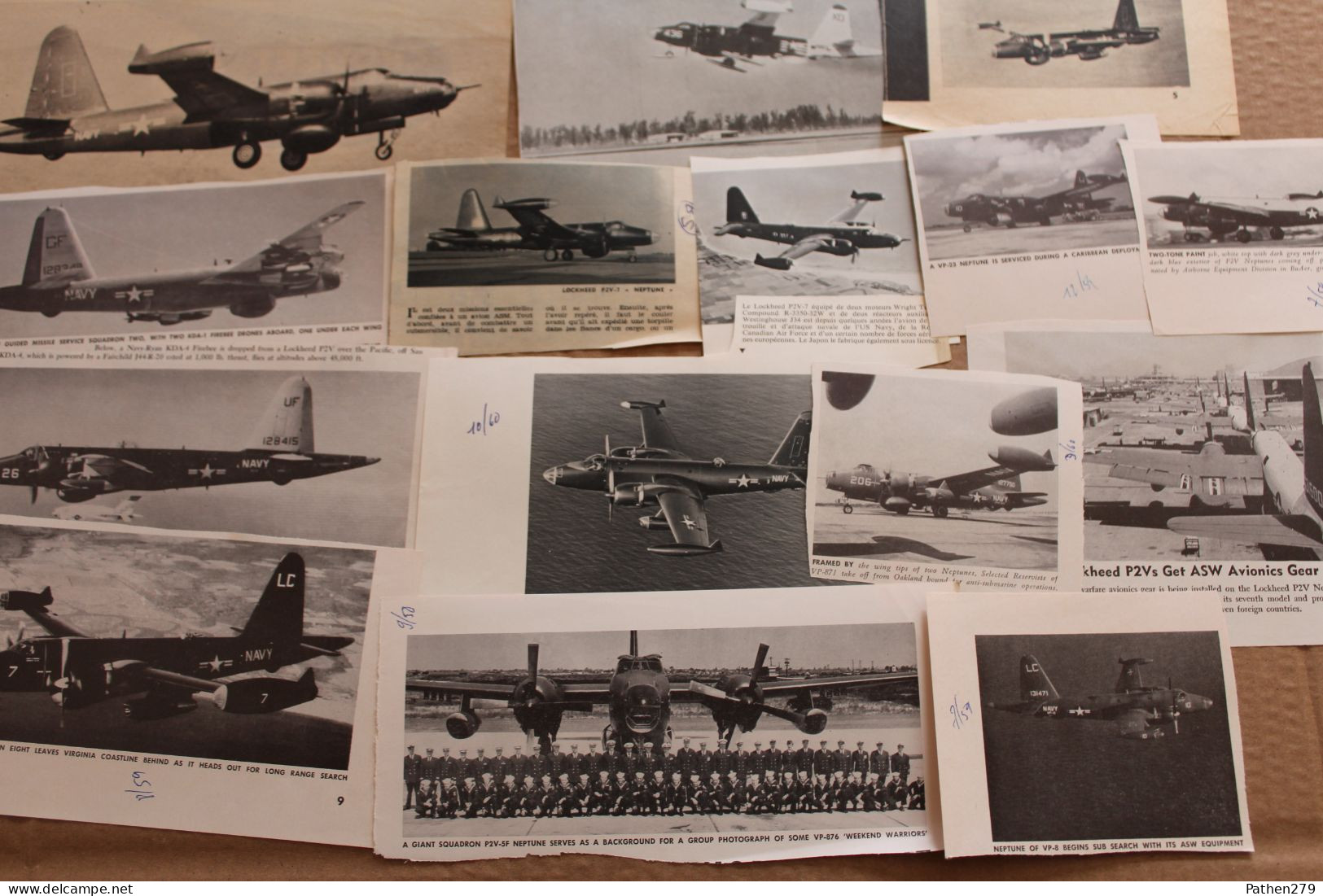 Lot De 228g D'anciennes Coupures De Presse Et Photos De L'aéronef Américain Lockheed P2V "Neptune" - Aviazione