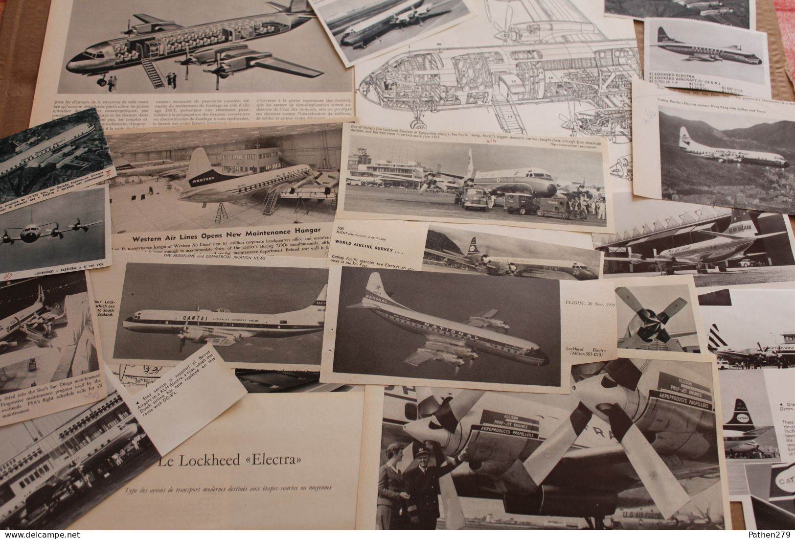 Lot De 246g D'anciennes Coupures De Presse Et Photo De L'aéronef Américain Lockheed "Electra" - Fliegerei