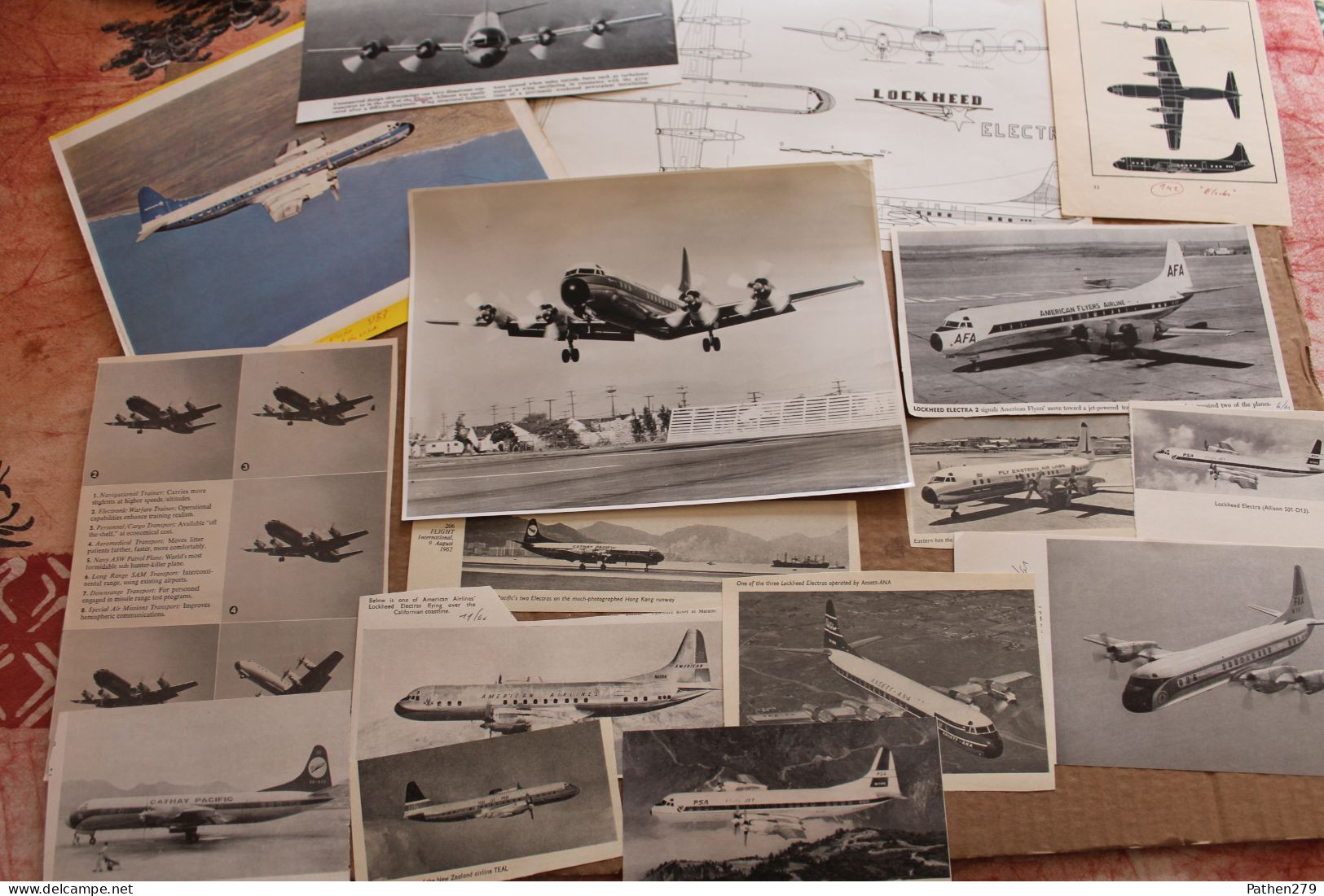 Lot De 246g D'anciennes Coupures De Presse Et Photo De L'aéronef Américain Lockheed "Electra" - Fliegerei