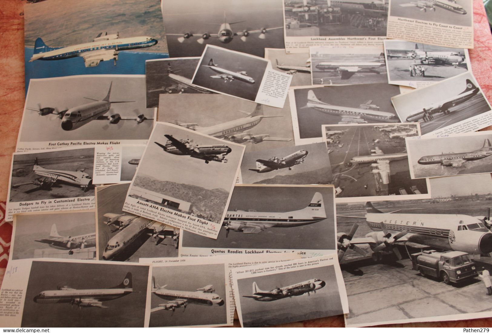 Lot De 246g D'anciennes Coupures De Presse Et Photo De L'aéronef Américain Lockheed "Electra" - Fliegerei