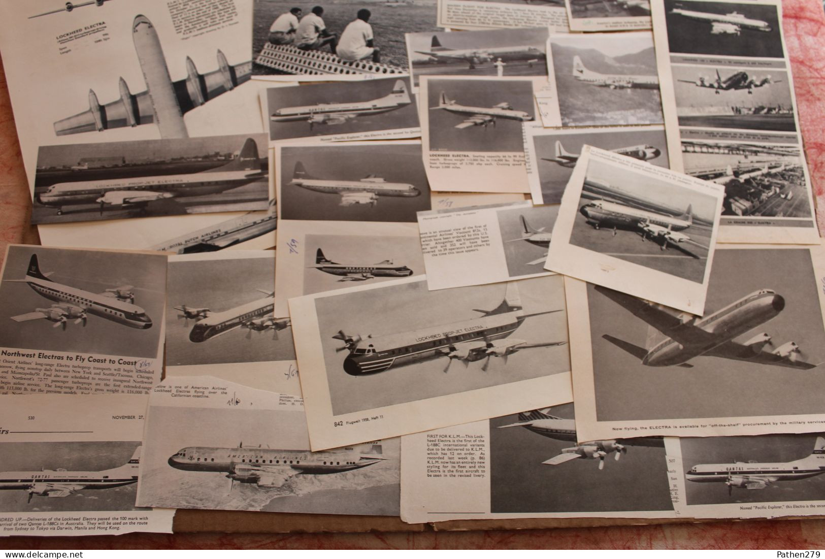 Lot De 246g D'anciennes Coupures De Presse Et Photo De L'aéronef Américain Lockheed "Electra" - Aviación