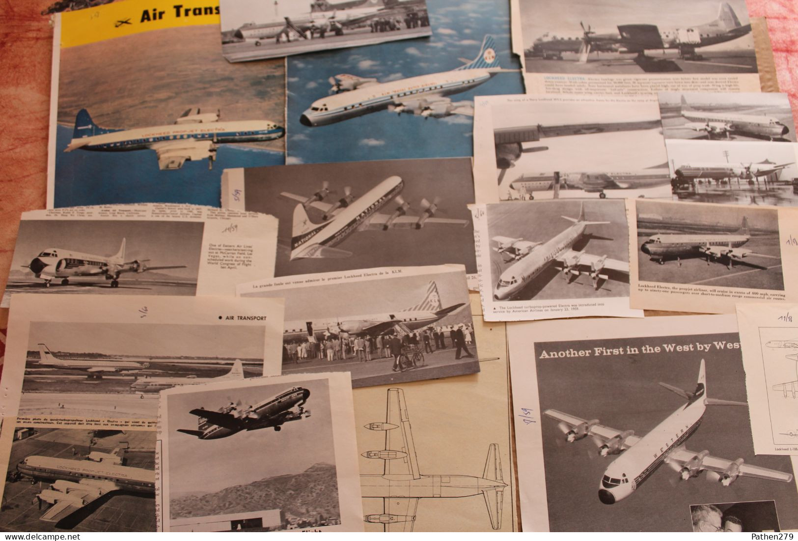 Lot De 246g D'anciennes Coupures De Presse Et Photo De L'aéronef Américain Lockheed "Electra" - Aviación