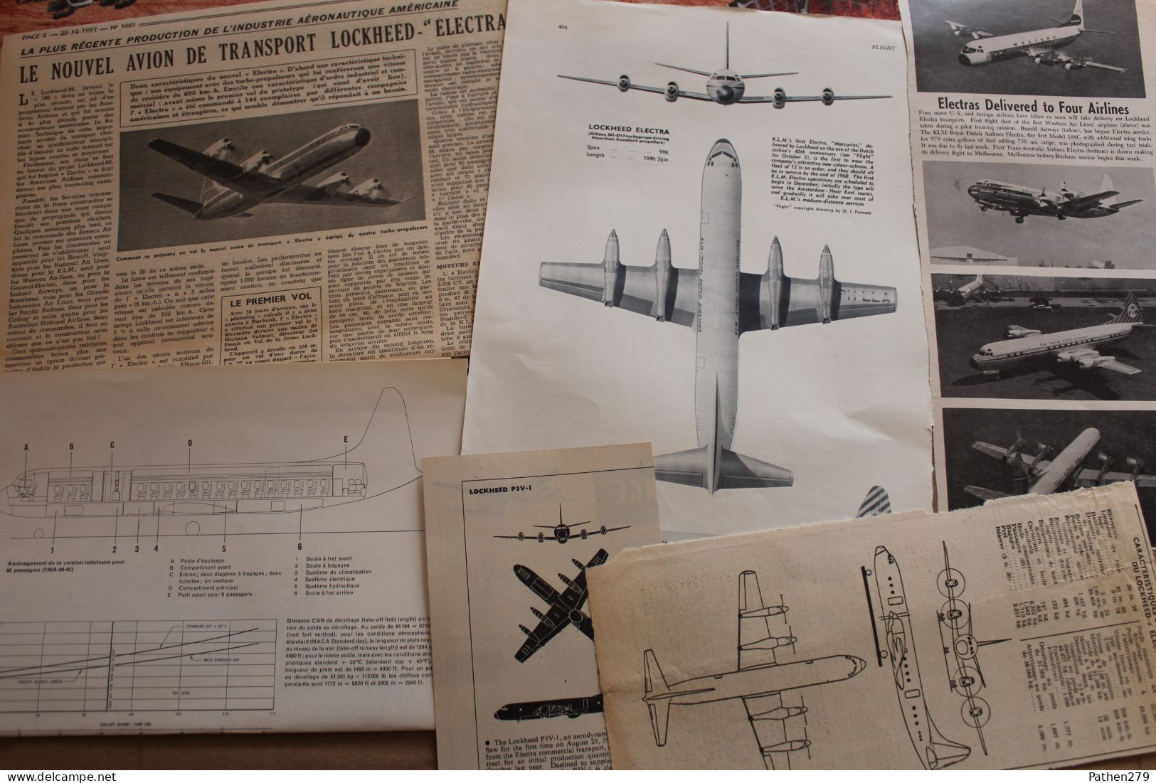 Lot De 246g D'anciennes Coupures De Presse Et Photo De L'aéronef Américain Lockheed "Electra" - Aviation
